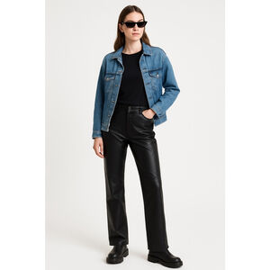 Vintage Danier Black Leather Pants Women’s 10 High Rise Straight Leg Canada